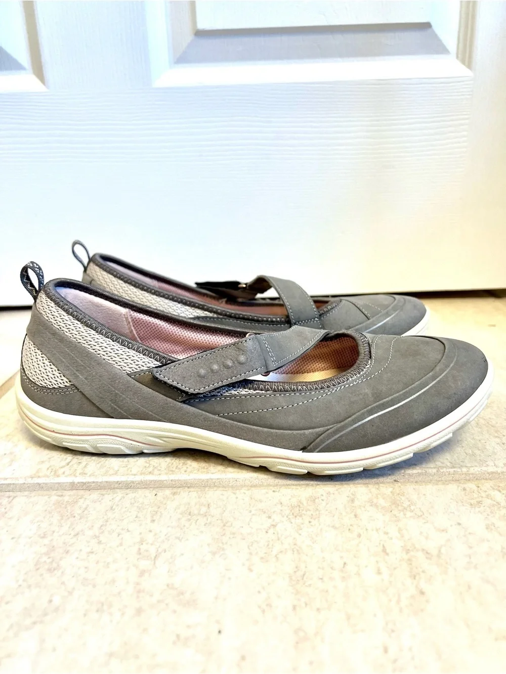 ECCO Arizona Mary Jane flats adjustable hook-and-loop straps comfort preppy chic